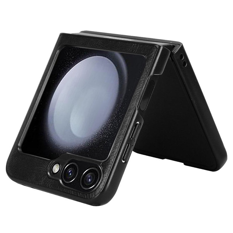 For Samsung Galaxy Z Flip6 5G Case Bottle Opener Wristband Leather+PC+TPU Phone Cover - Black