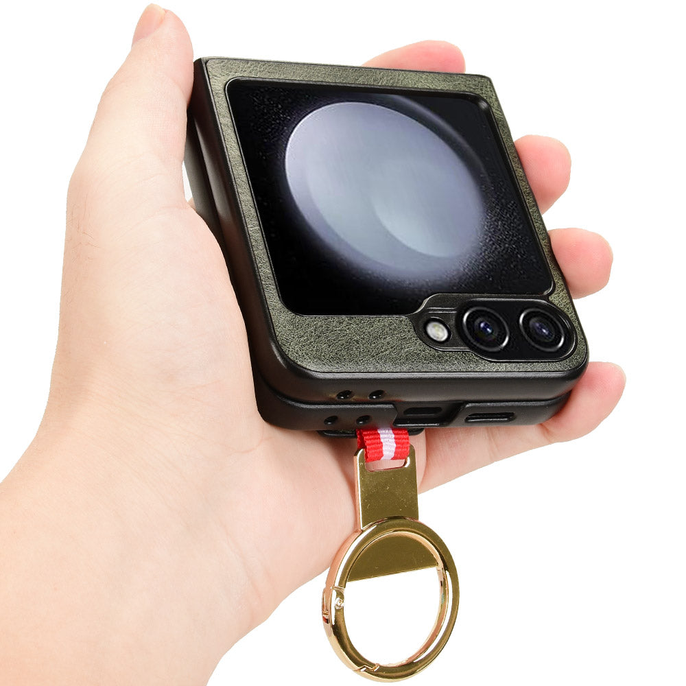 For Samsung Galaxy Z Flip6 5G Case Bottle Opener Wristband Leather+PC+TPU Phone Cover - Green