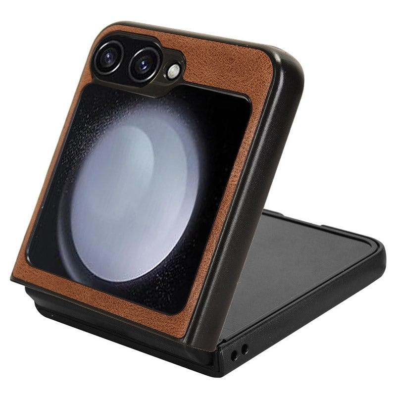 For Samsung Galaxy Z Flip6 5G Case Bottle Opener Wristband Leather+PC+TPU Phone Cover - Brown