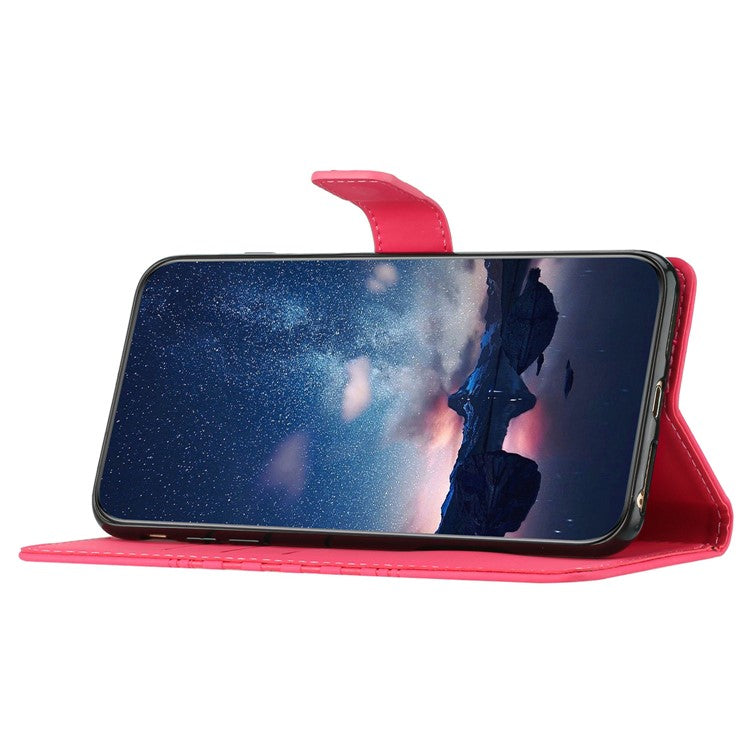 For iPhone 16 Pro Case with Card Holders Stand Flip Rhombus Pattern PU Leather Phone Cover - Rose