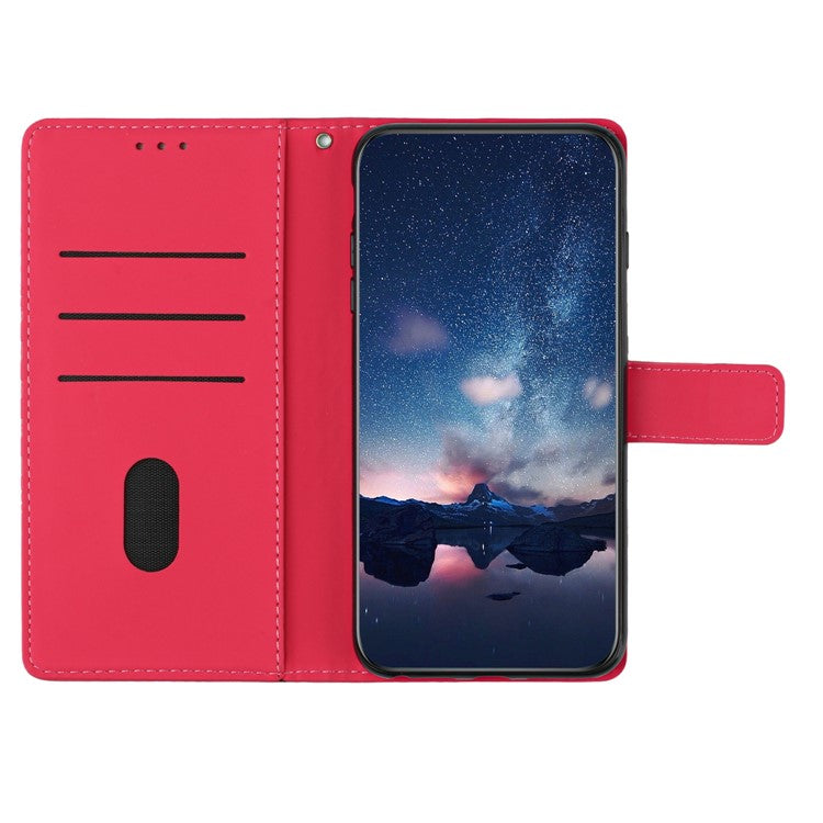 For iPhone 16 Pro Case with Card Holders Stand Flip Rhombus Pattern PU Leather Phone Cover - Rose