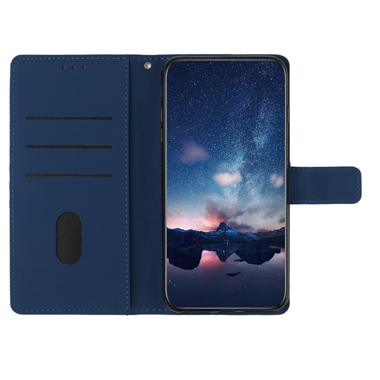 For iPhone 16 Case Rhombus Leather with TPU Inner Shell Wallet Phone Cover - Blue