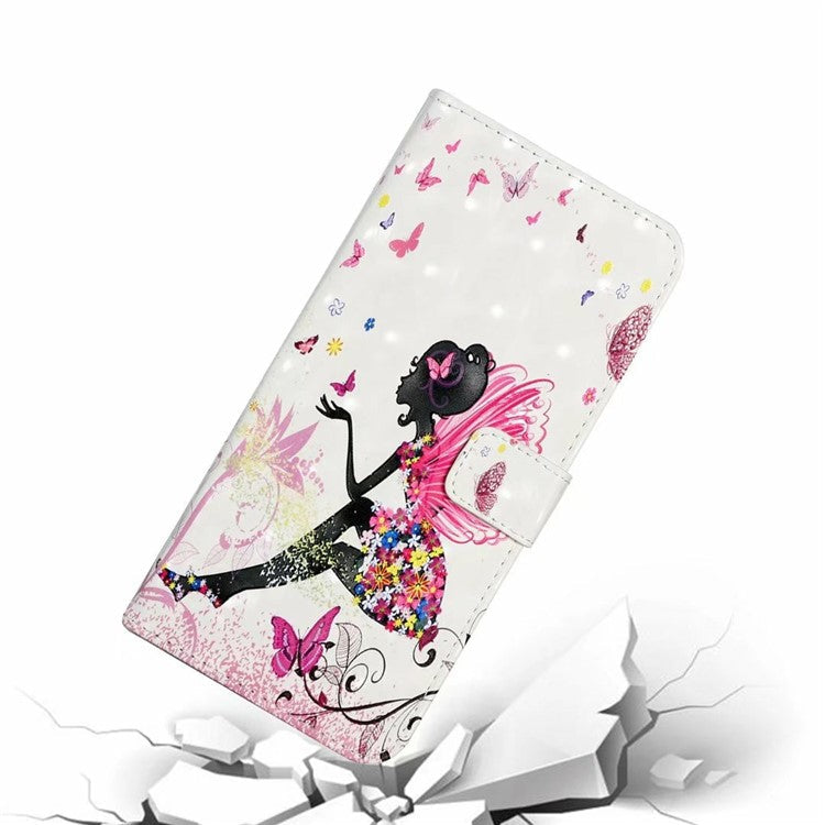 For iPhone 16 Case 3D Creative Pattern PU Leather Stand Phone Cover - Girl