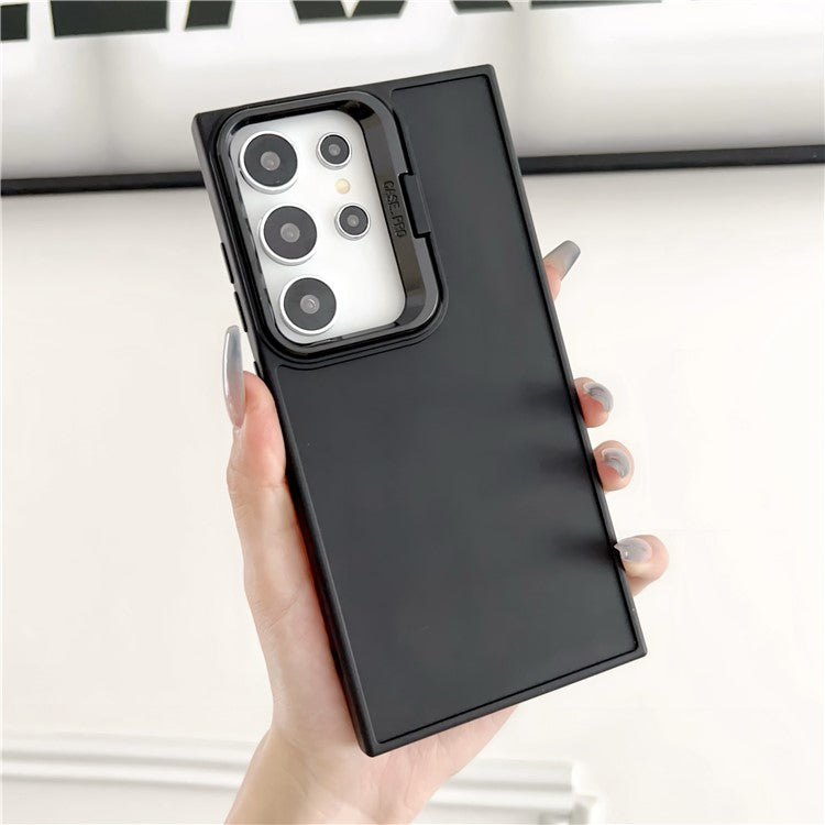 For Samsung Galaxy S23 Ultra Case Invisible Kickstand Flexible TPU Phone Cover - Black