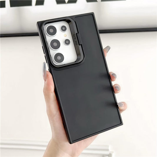 For Samsung Galaxy S23 Ultra Case Invisible Kickstand Flexible TPU Phone Cover - Black