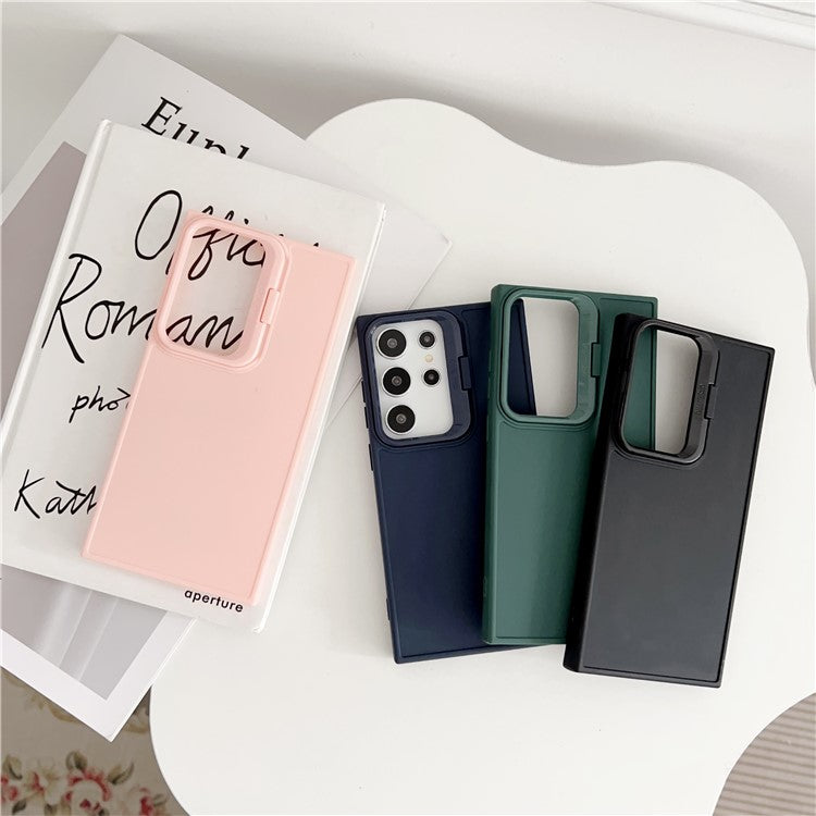 For Samsung Galaxy S23 Ultra Case Invisible Kickstand Flexible TPU Phone Cover - Black