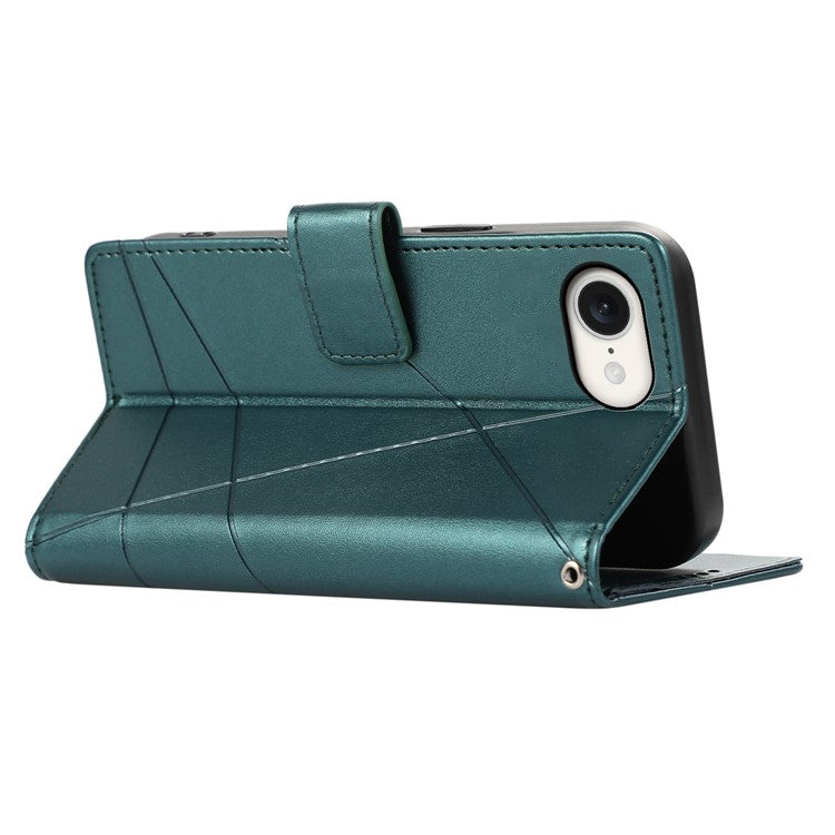 For iPhone 16e Case Line Imprint Wallet Cover Wholesale Cell Phone Accessories - Green