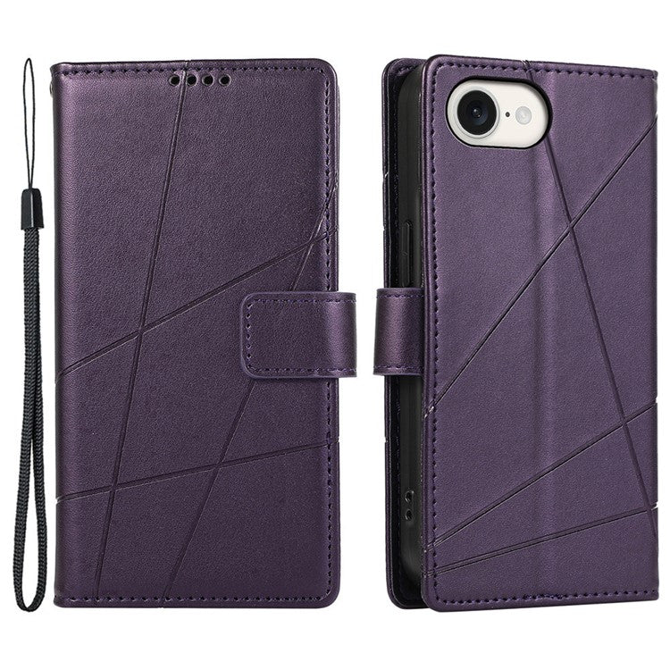 For iPhone 16e Case Line Imprint Wallet Cover Wholesale Cell Phone Accessories - Purple