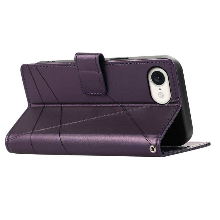 For iPhone 16e Case Line Imprint Wallet Cover Wholesale Cell Phone Accessories - Purple