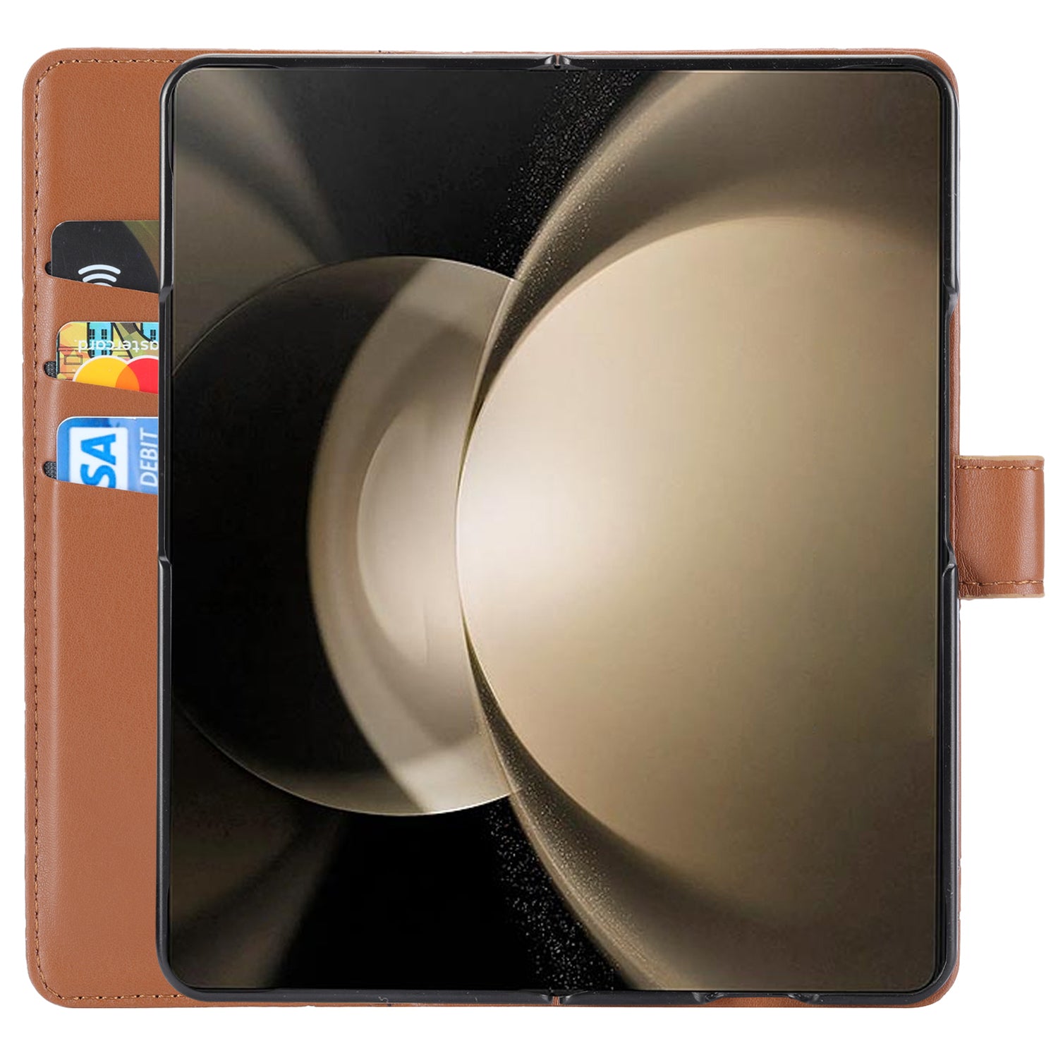DF-06 For Samsung Galaxy Z Fold6 5G Wholesale Phone Case Line Imprint Leather Flip Wallet Cover - Brown