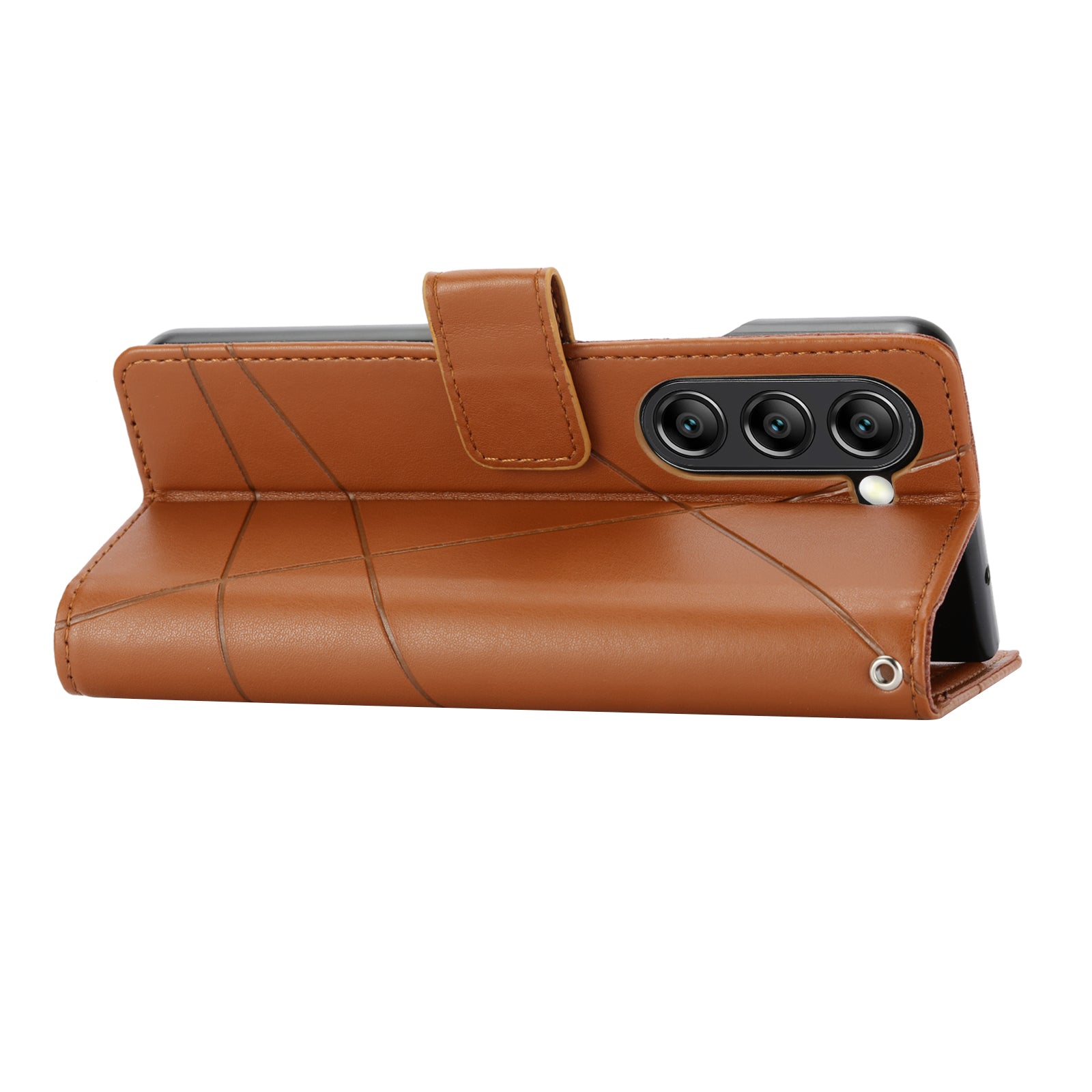 DF-06 For Samsung Galaxy Z Fold6 5G Wholesale Phone Case Line Imprint Leather Flip Wallet Cover - Brown