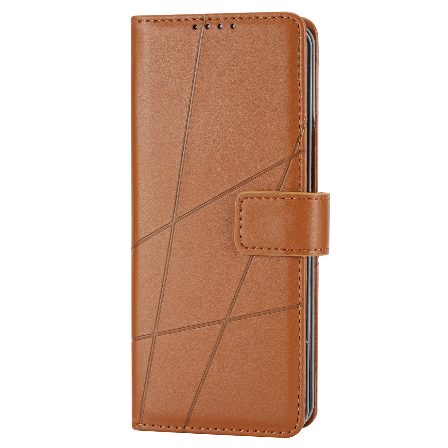DF-06 For Samsung Galaxy Z Fold6 5G Wholesale Phone Case Line Imprint Leather Flip Wallet Cover - Brown