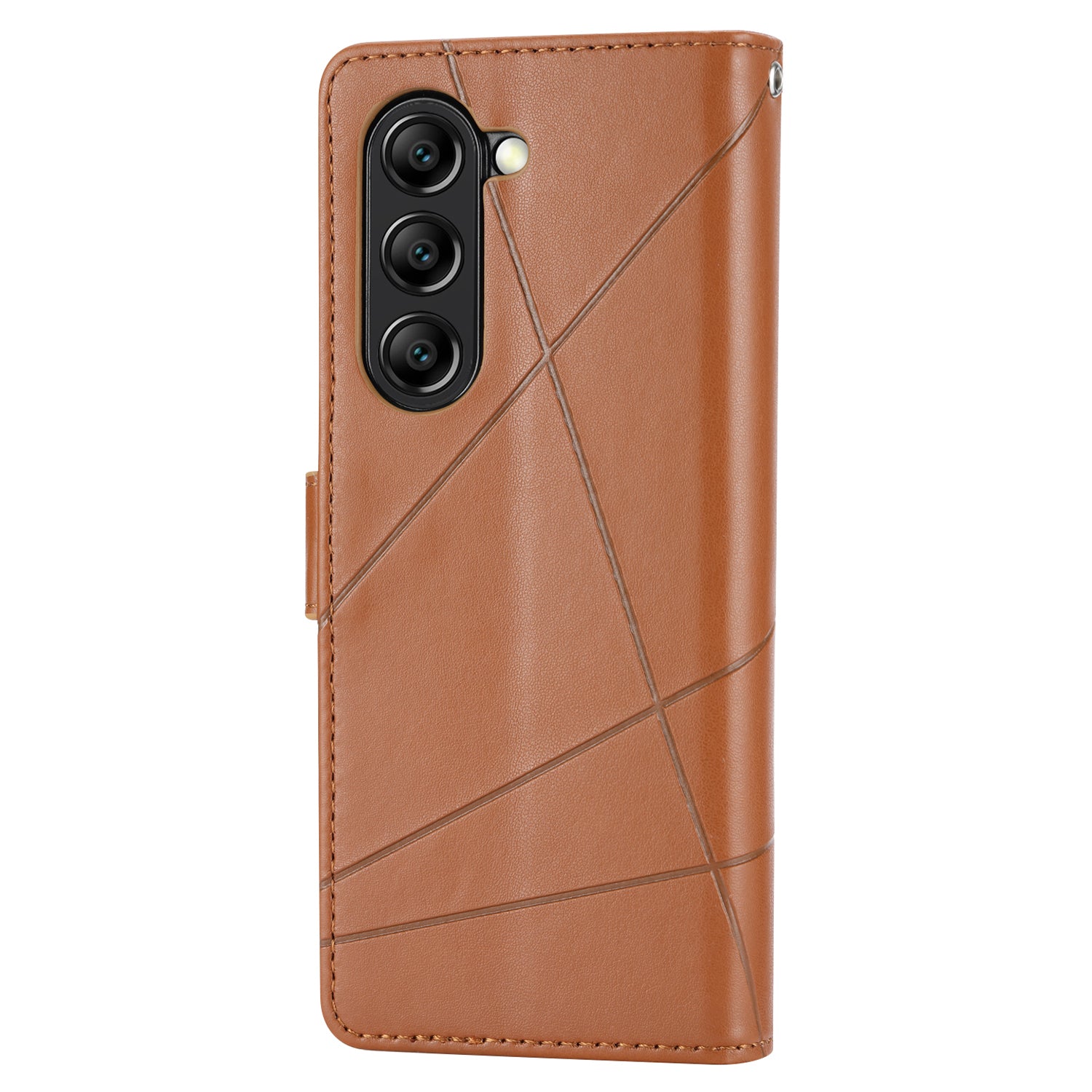 DF-06 For Samsung Galaxy Z Fold6 5G Wholesale Phone Case Line Imprint Leather Flip Wallet Cover - Brown