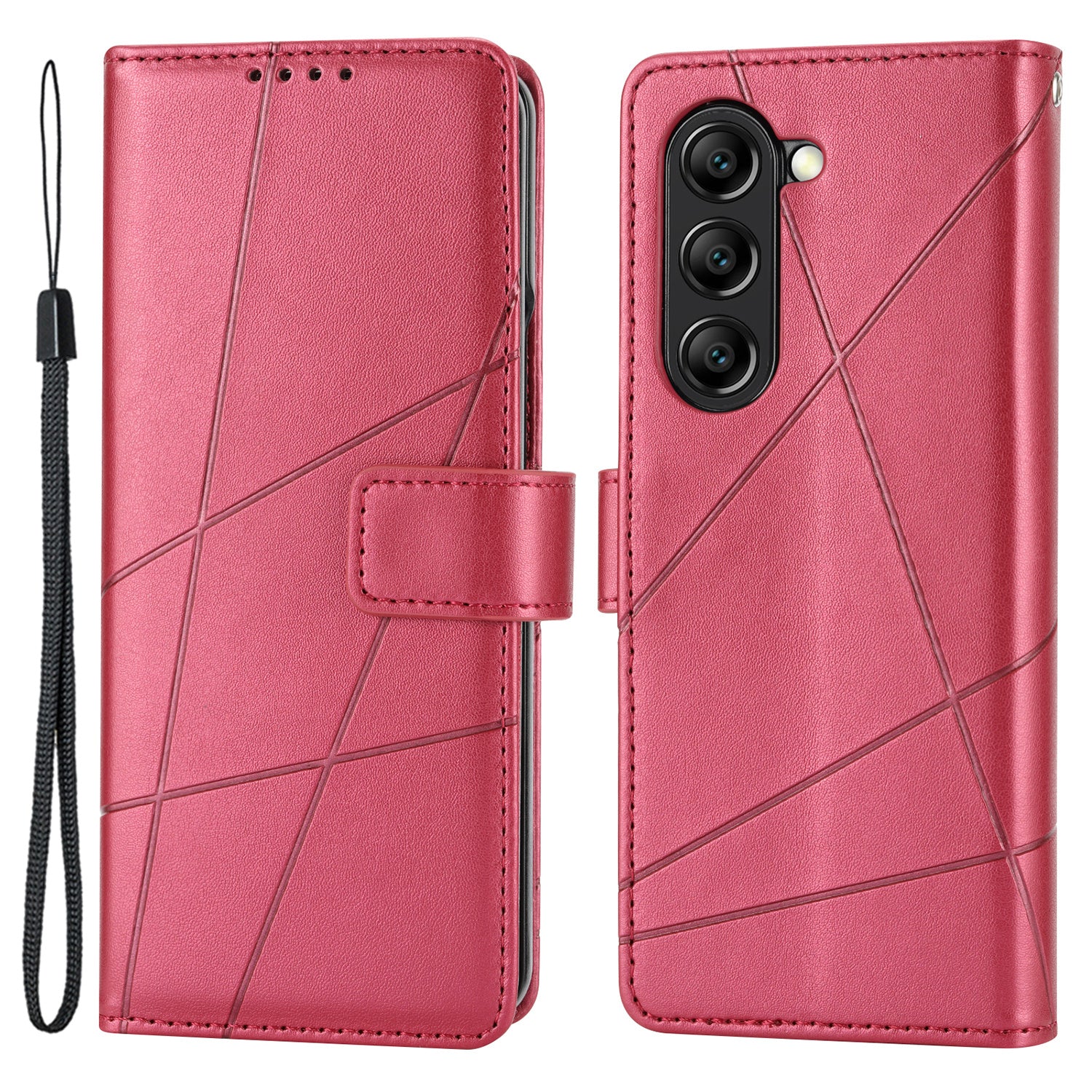 DF-06 For Samsung Galaxy Z Fold6 5G Wholesale Phone Case Line Imprint Leather Flip Wallet Cover - Red