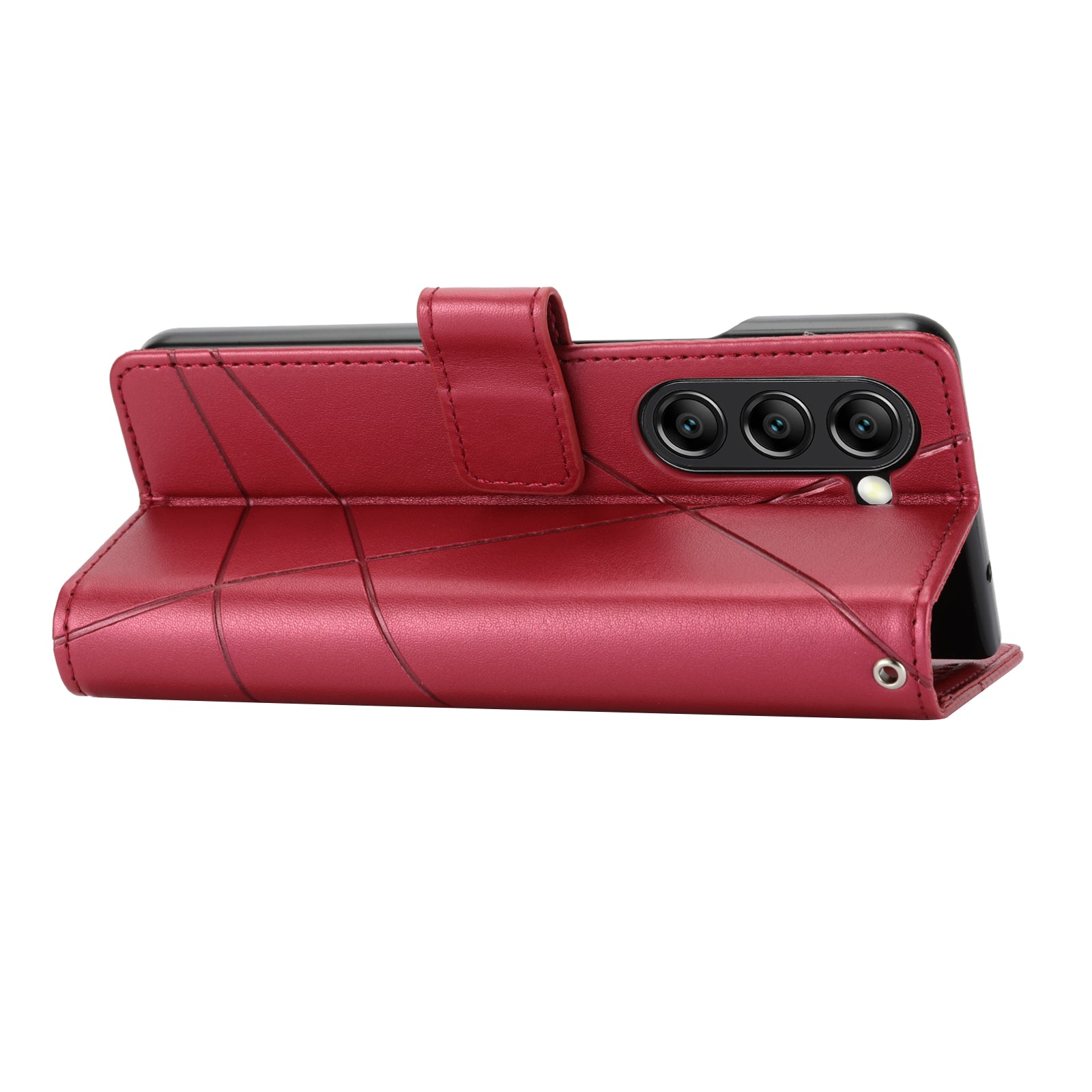 DF-06 For Samsung Galaxy Z Fold6 5G Wholesale Phone Case Line Imprint Leather Flip Wallet Cover - Red