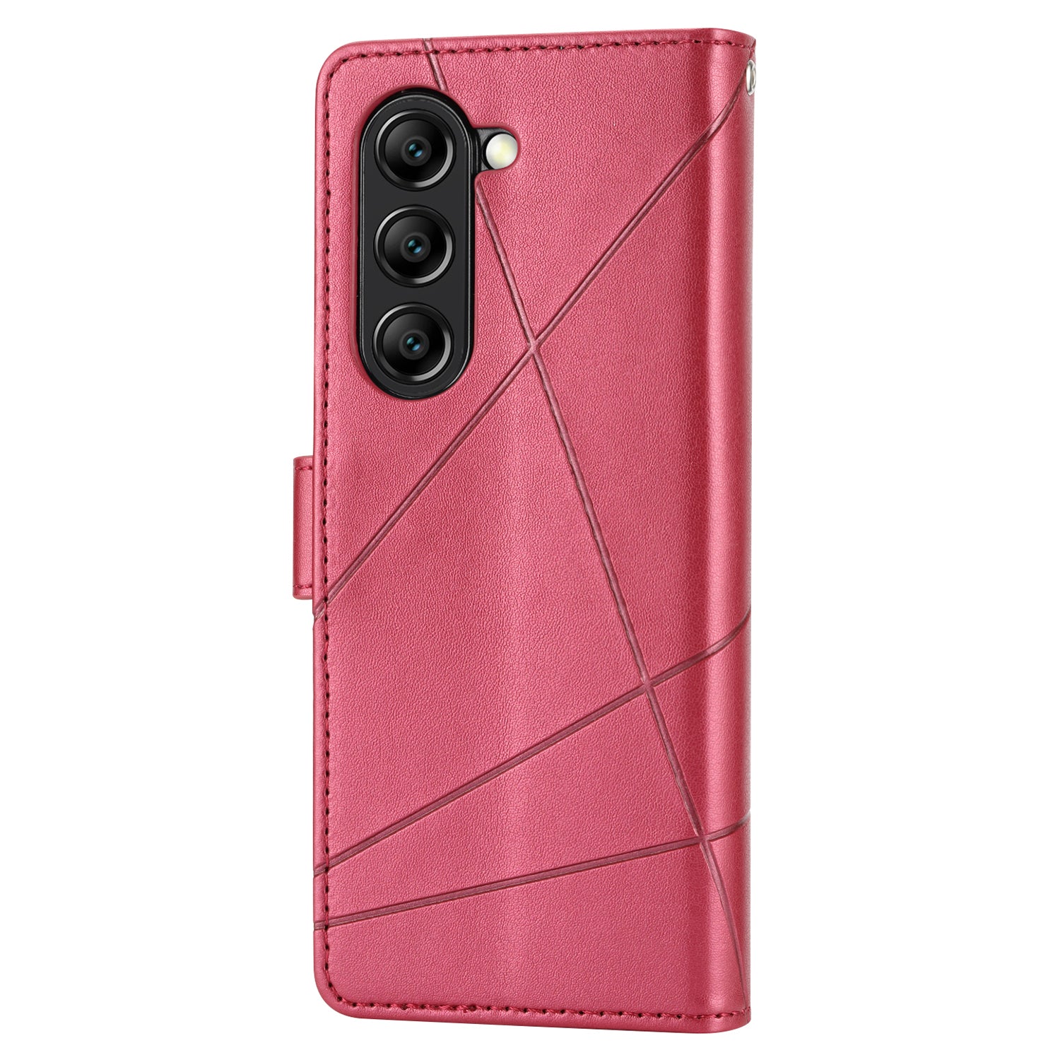 DF-06 For Samsung Galaxy Z Fold6 5G Wholesale Phone Case Line Imprint Leather Flip Wallet Cover - Red