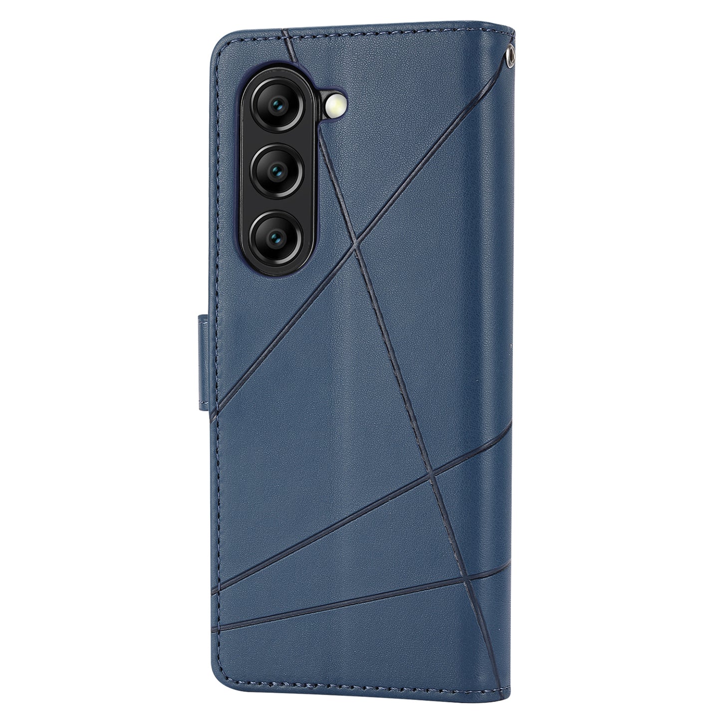 DF-06 For Samsung Galaxy Z Fold6 5G Wholesale Phone Case Line Imprint Leather Flip Wallet Cover - Blue