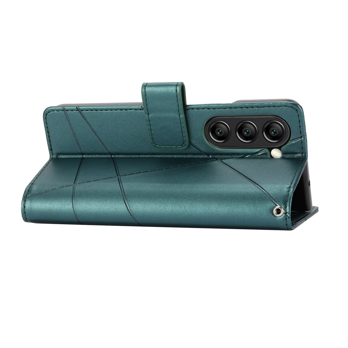 DF-06 For Samsung Galaxy Z Fold6 5G Wholesale Phone Case Line Imprint Leather Flip Wallet Cover - Green