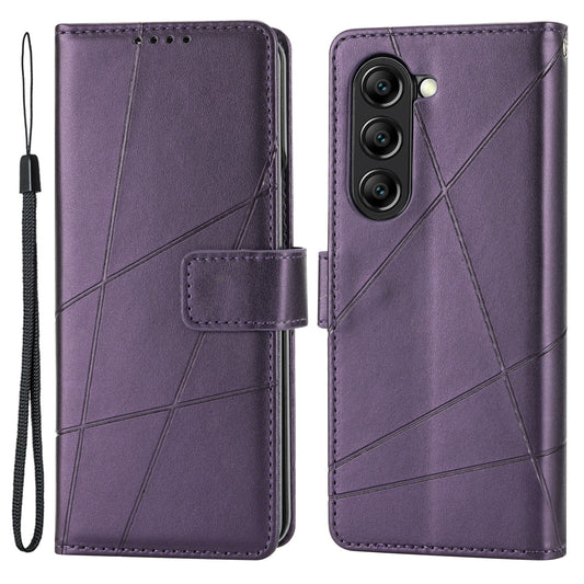 DF-06 For Samsung Galaxy Z Fold6 5G Wholesale Phone Case Line Imprint Leather Flip Wallet Cover - Purple