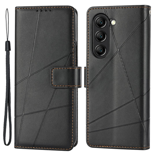 DF-06 For Samsung Galaxy Z Fold6 5G Wholesale Phone Case Line Imprint Leather Flip Wallet Cover - Black