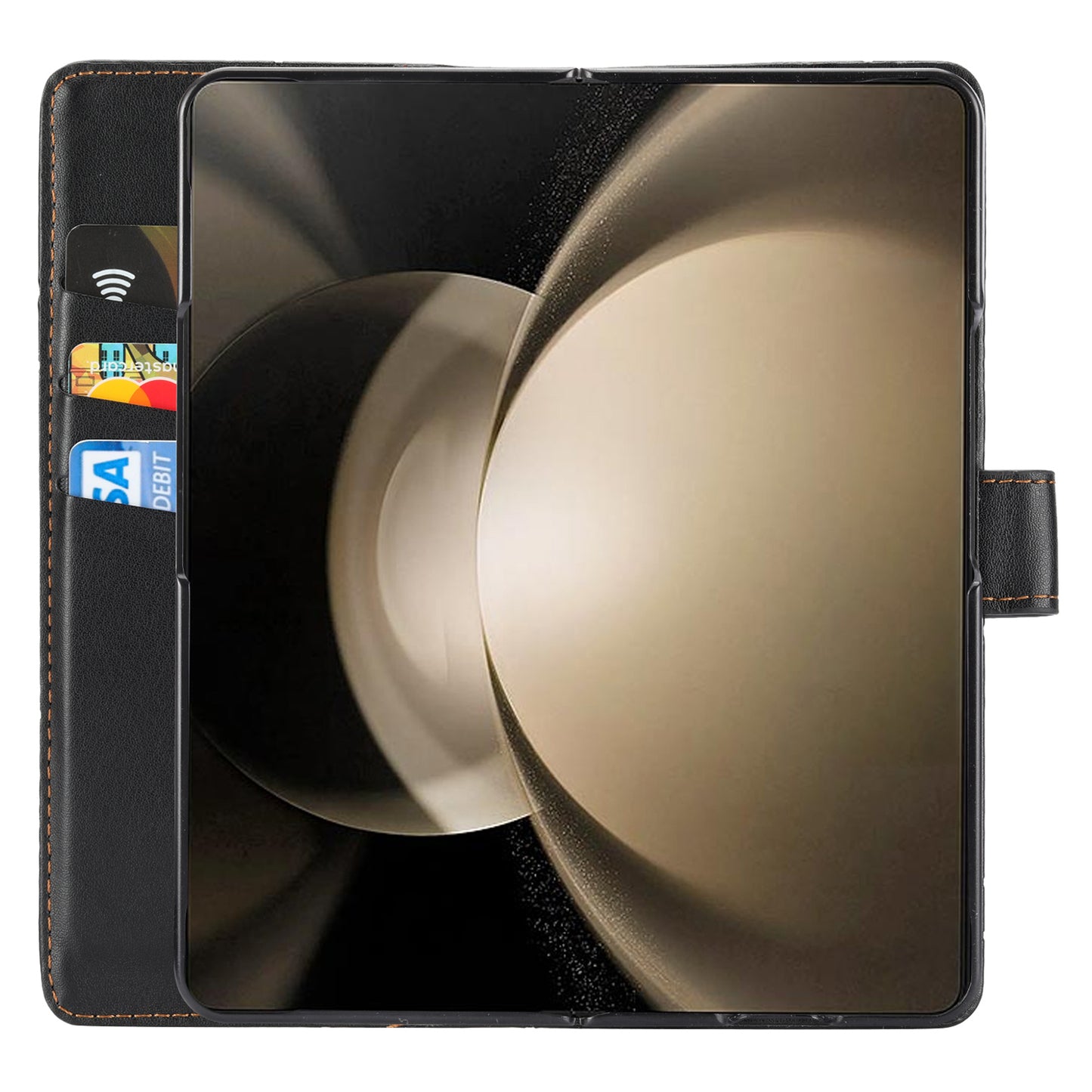 DF-06 For Samsung Galaxy Z Fold6 5G Wholesale Phone Case Line Imprint Leather Flip Wallet Cover - Black