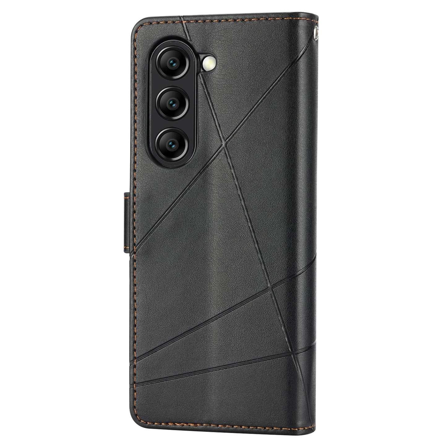 DF-06 For Samsung Galaxy Z Fold6 5G Wholesale Phone Case Line Imprint Leather Flip Wallet Cover - Black