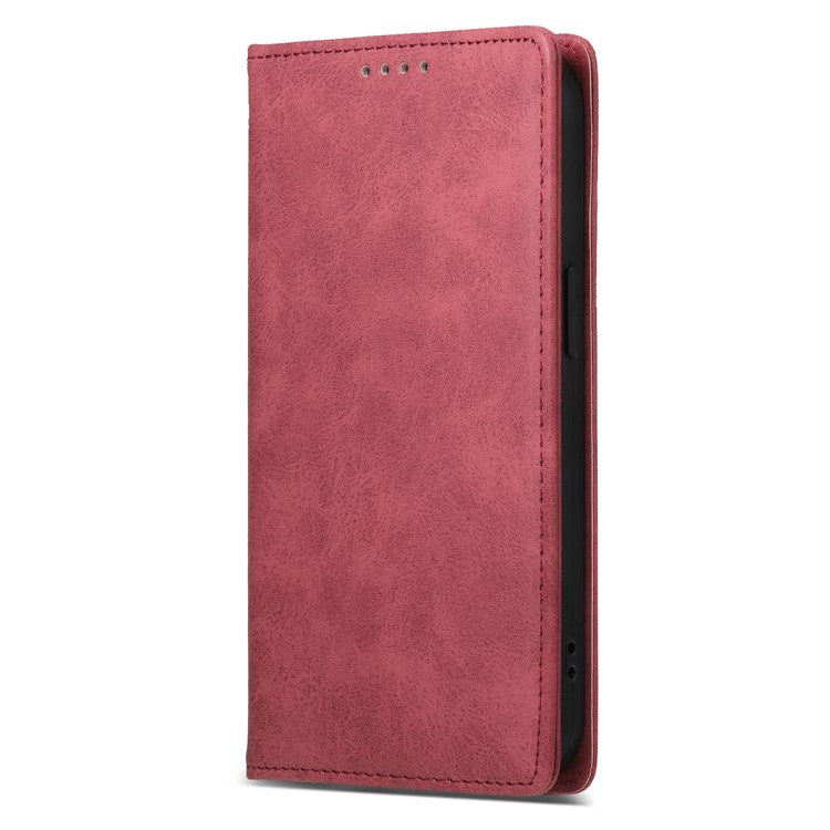 For iPhone 16e Case RFID Blocking PU Leather Magnetic Closure Flip Phone Cover - Red