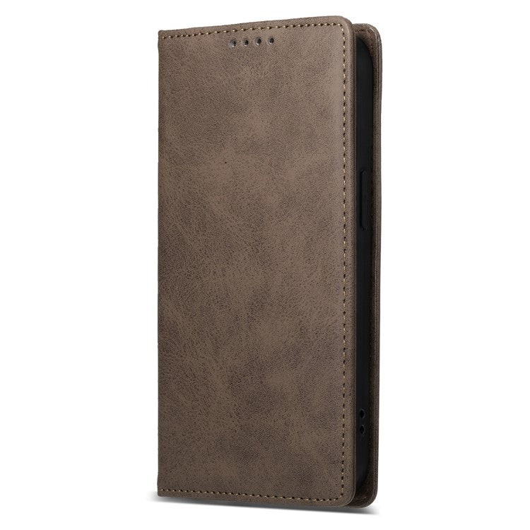 For iPhone 16e Case RFID Blocking PU Leather Magnetic Closure Flip Phone Cover - Brown