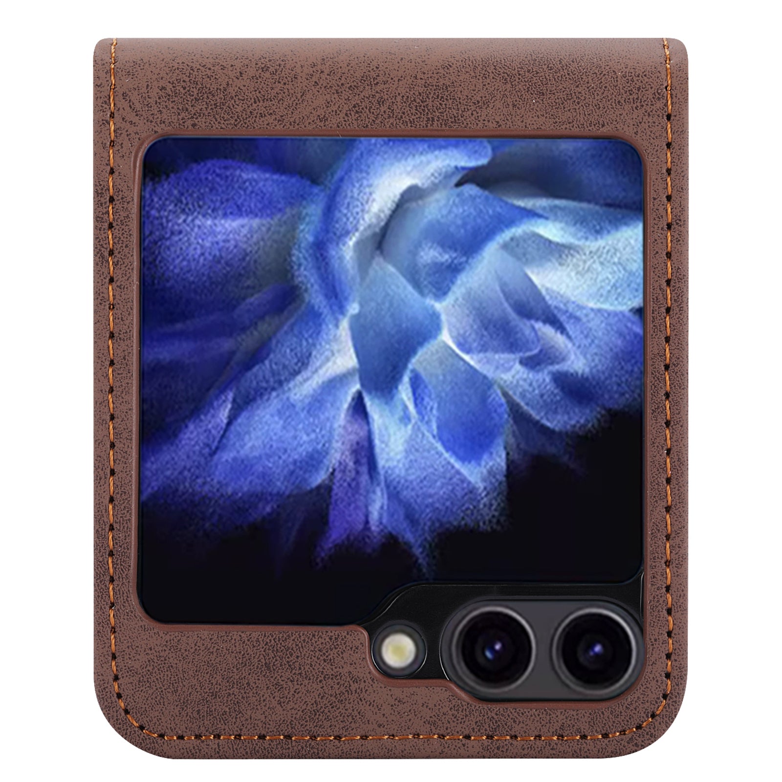 DF-05 For Samsung Galaxy Z Flip6 5G Case PU Leather Magnetic Closure Phone Cover - Brown