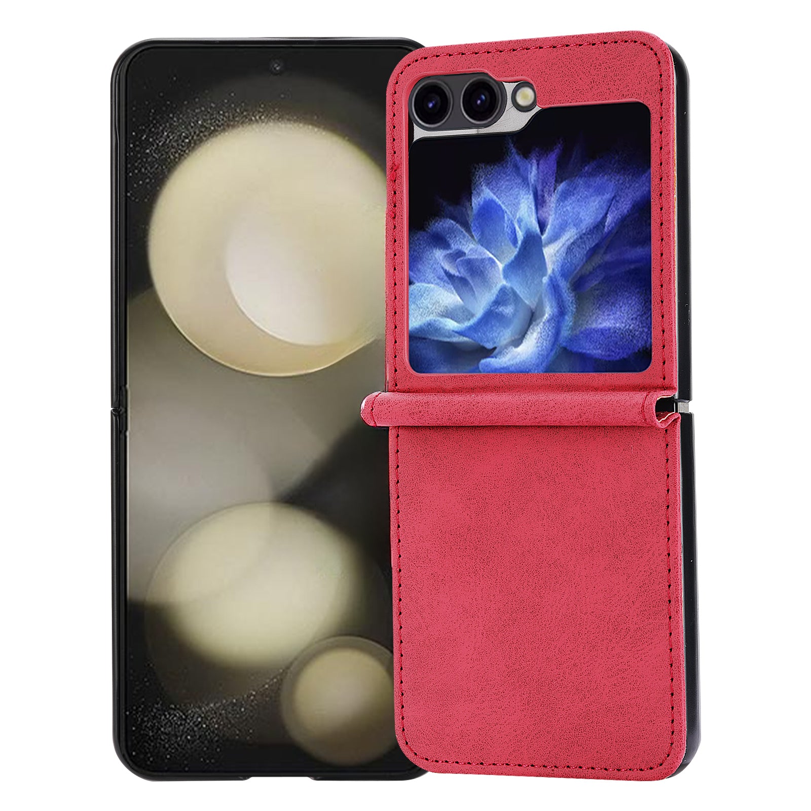 DF-05 For Samsung Galaxy Z Flip6 5G Case PU Leather Magnetic Closure Phone Cover - Red