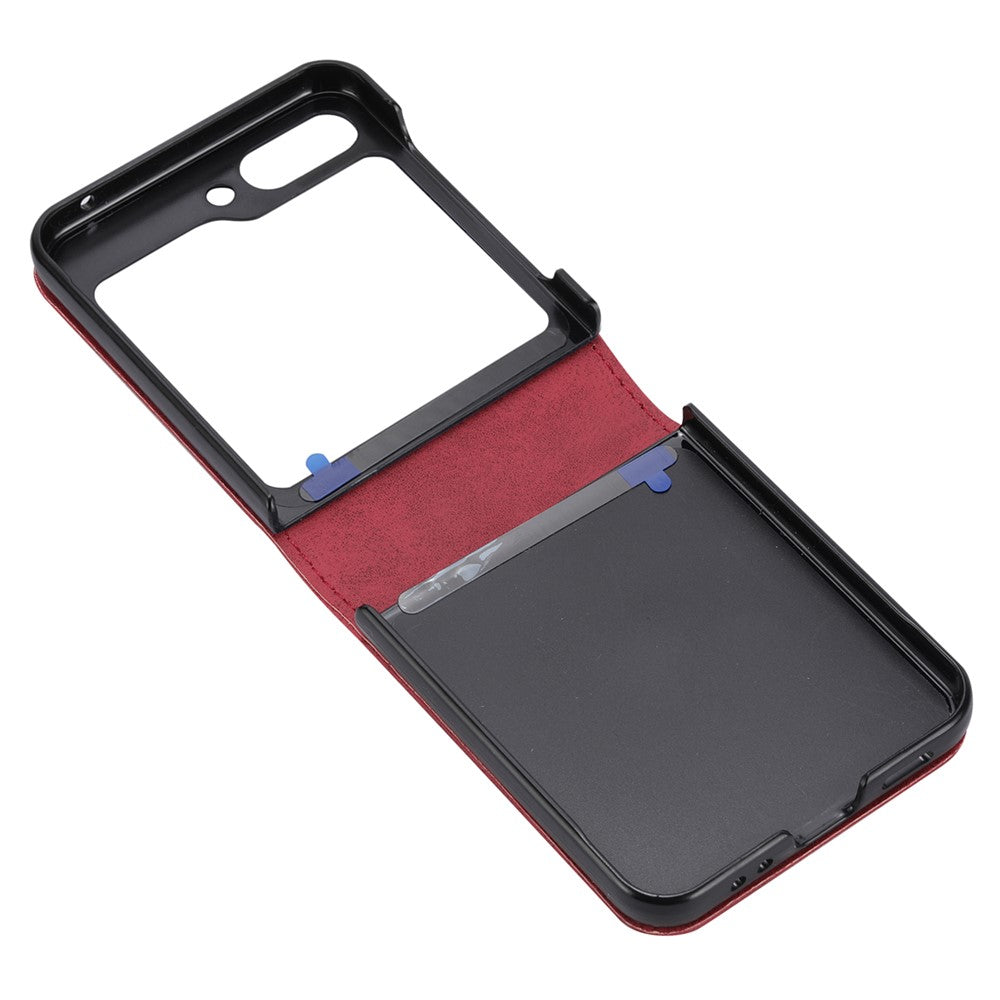 DF-05 For Samsung Galaxy Z Flip7 FE 5G / Z Flip6 5G Case PU Leather Magnetic Closure Phone Cover - Red