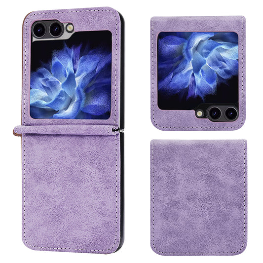 DF-05 For Samsung Galaxy Z Flip6 5G Case PU Leather Magnetic Closure Phone Cover - Purple