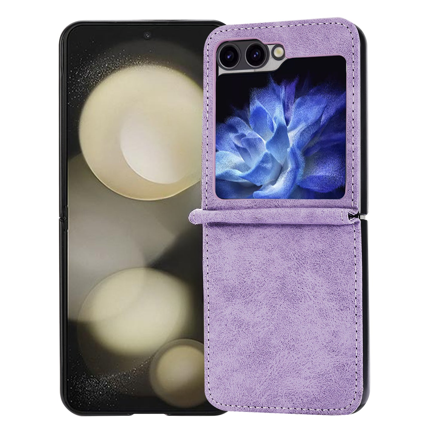 DF-05 For Samsung Galaxy Z Flip6 5G Case PU Leather Magnetic Closure Phone Cover - Purple