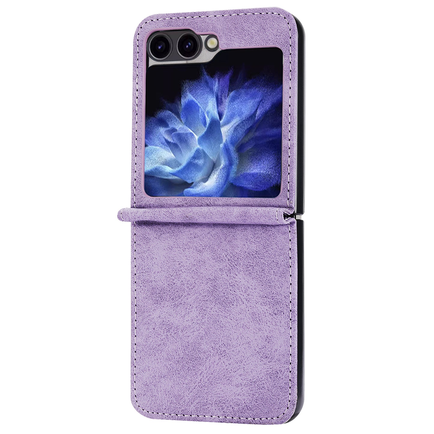 DF-05 For Samsung Galaxy Z Flip6 5G Case PU Leather Magnetic Closure Phone Cover - Purple