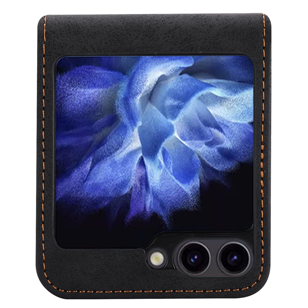 DF-05 For Samsung Galaxy Z Flip7 FE 5G / Z Flip6 5G Case PU Leather Magnetic Closure Phone Cover - Black