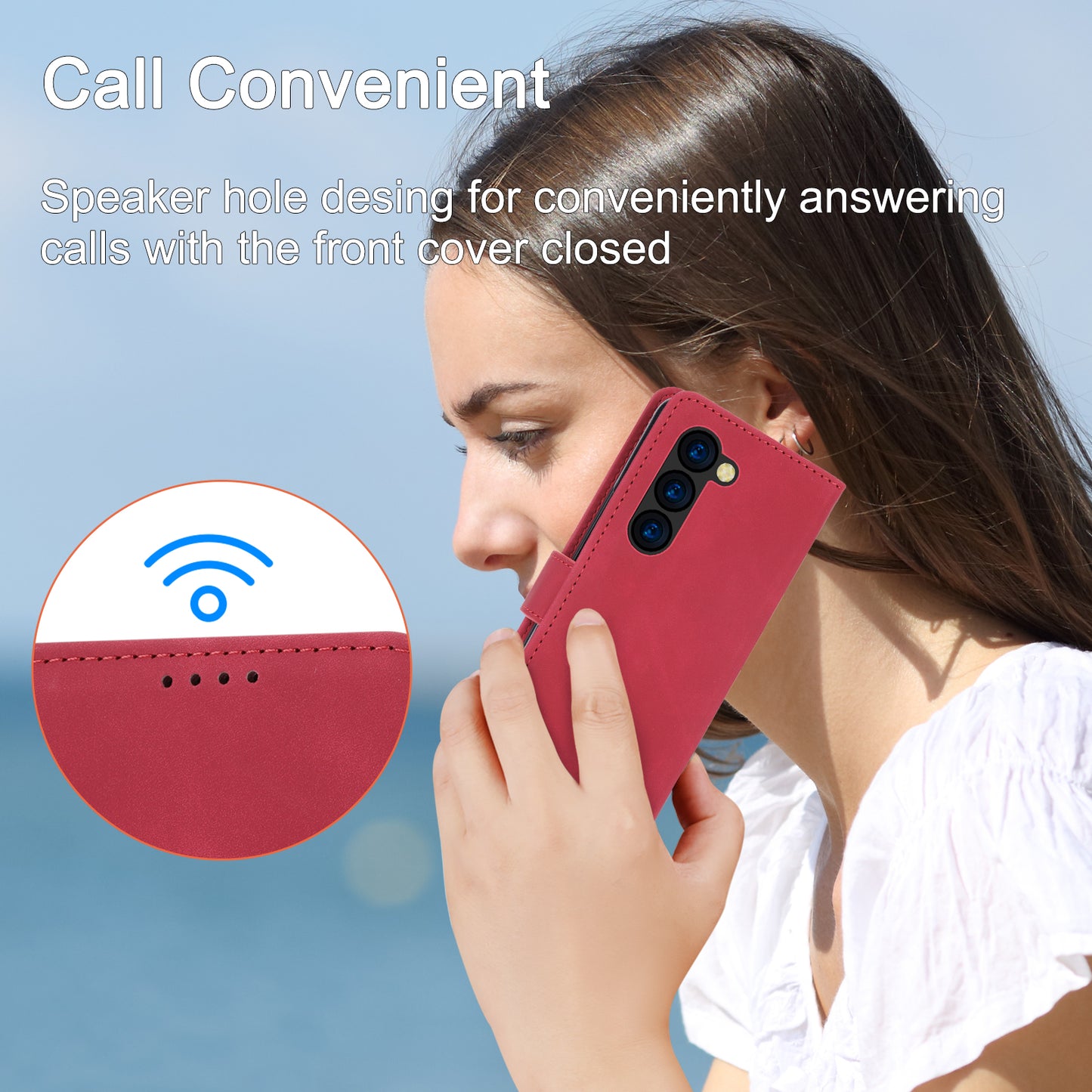 DIERFENG DF-03 For Samsung Galaxy Z Fold6 5G Wallet Phone Case Lines Imprinted Leather Cover - Red
