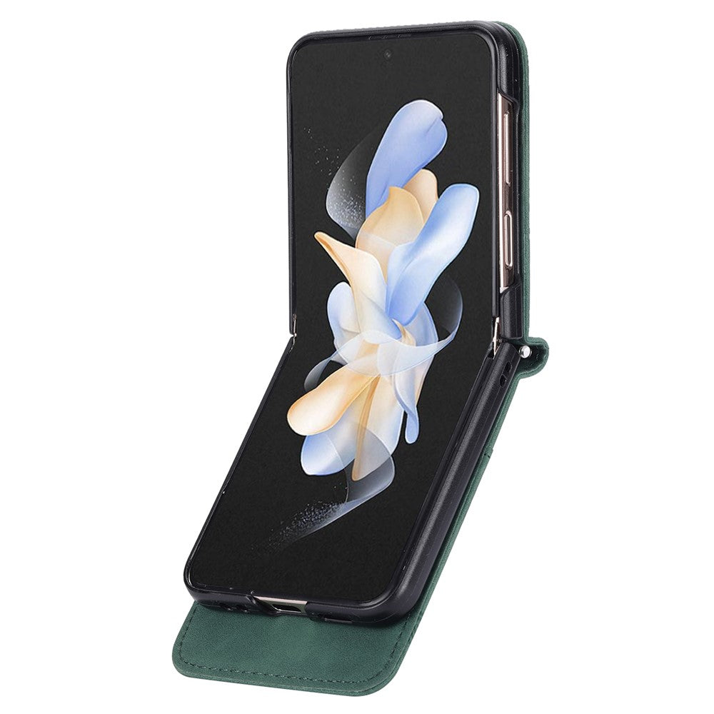 DIERFENG DF-03 For Samsung Galaxy Z Flip7 FE 5G / Z Flip6 5G Card Slot Case Lines Imprinted Phone Cover - Green