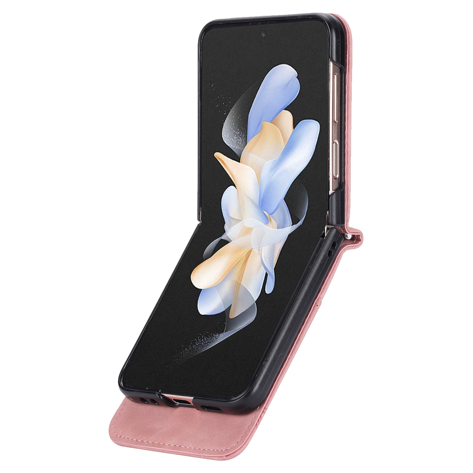 DIERFENG DF-03 For Samsung Galaxy Z Flip6 5G Card Slot Case Lines Imprinted Phone Cover - Pink