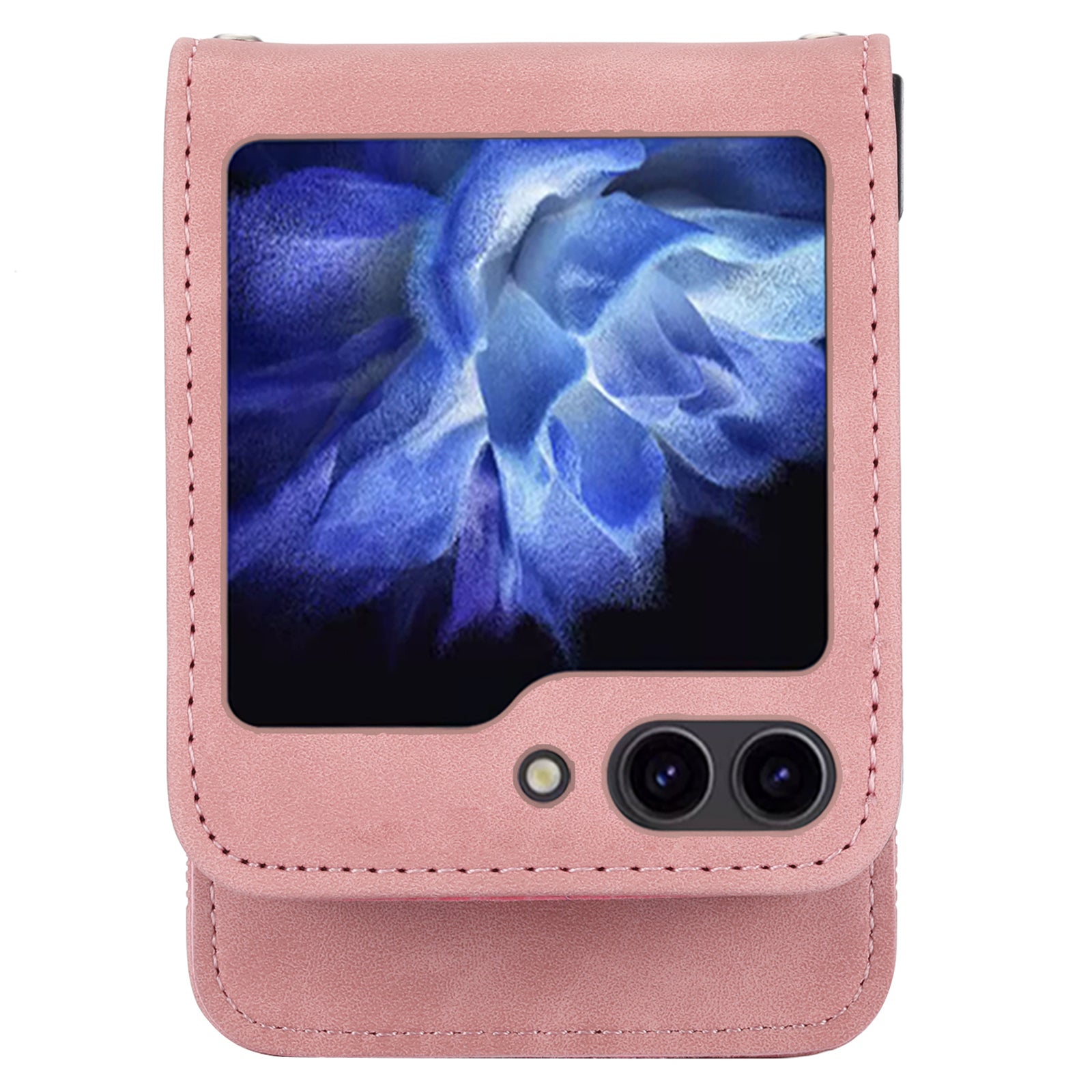 DIERFENG DF-03 For Samsung Galaxy Z Flip6 5G Card Slot Case Lines Imprinted Phone Cover - Pink