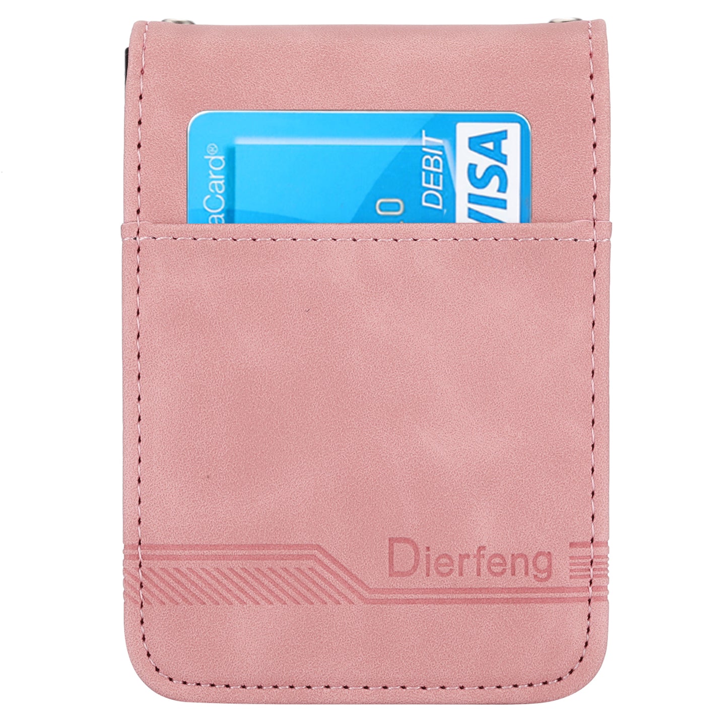 DIERFENG DF-03 For Samsung Galaxy Z Flip6 5G Card Slot Case Lines Imprinted Phone Cover - Pink