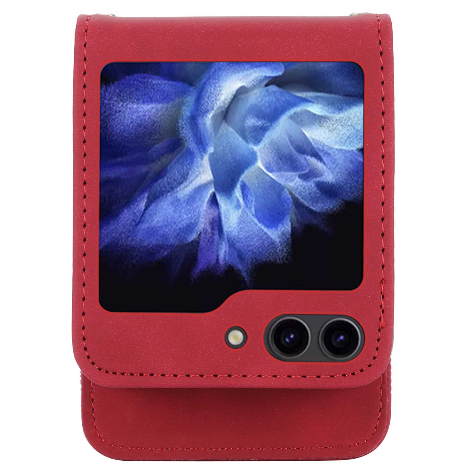 DIERFENG DF-03 For Samsung Galaxy Z Flip6 5G Card Slot Case Lines Imprinted Phone Cover - Red