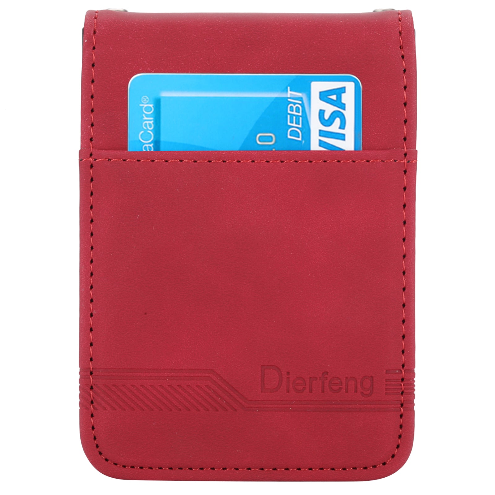 DIERFENG DF-03 For Samsung Galaxy Z Flip6 5G Card Slot Case Lines Imprinted Phone Cover - Red