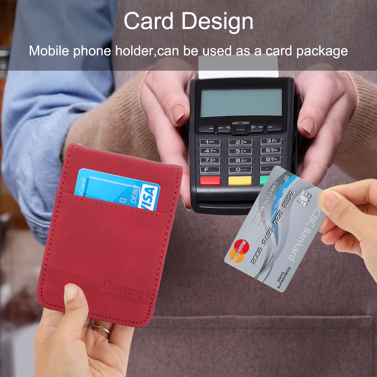 DIERFENG DF-03 For Samsung Galaxy Z Flip6 5G Card Slot Case Lines Imprinted Phone Cover - Red