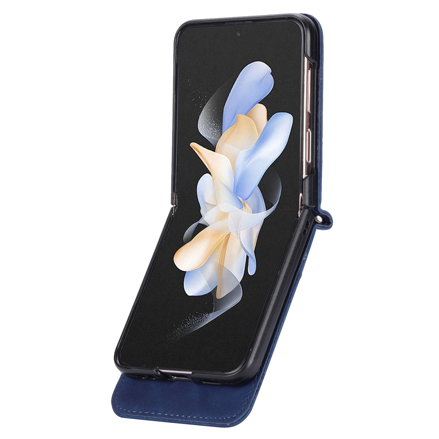DIERFENG DF-03 For Samsung Galaxy Z Flip6 5G Card Slot Case Lines Imprinted Phone Cover - Blue