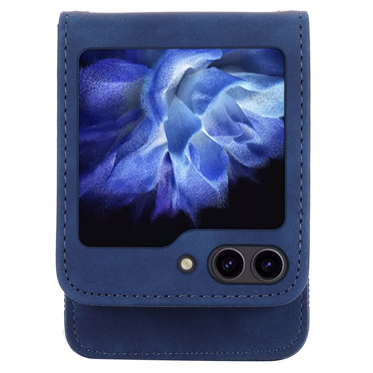 DIERFENG DF-03 For Samsung Galaxy Z Flip6 5G Card Slot Case Lines Imprinted Phone Cover - Blue