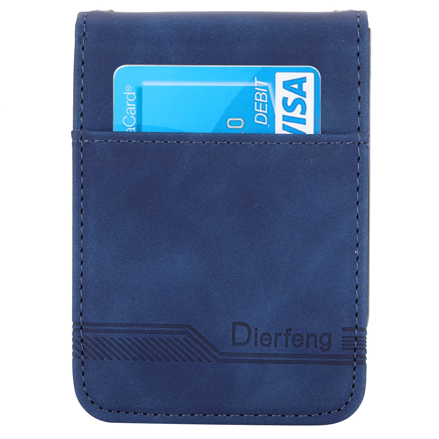 DIERFENG DF-03 For Samsung Galaxy Z Flip6 5G Card Slot Case Lines Imprinted Phone Cover - Blue