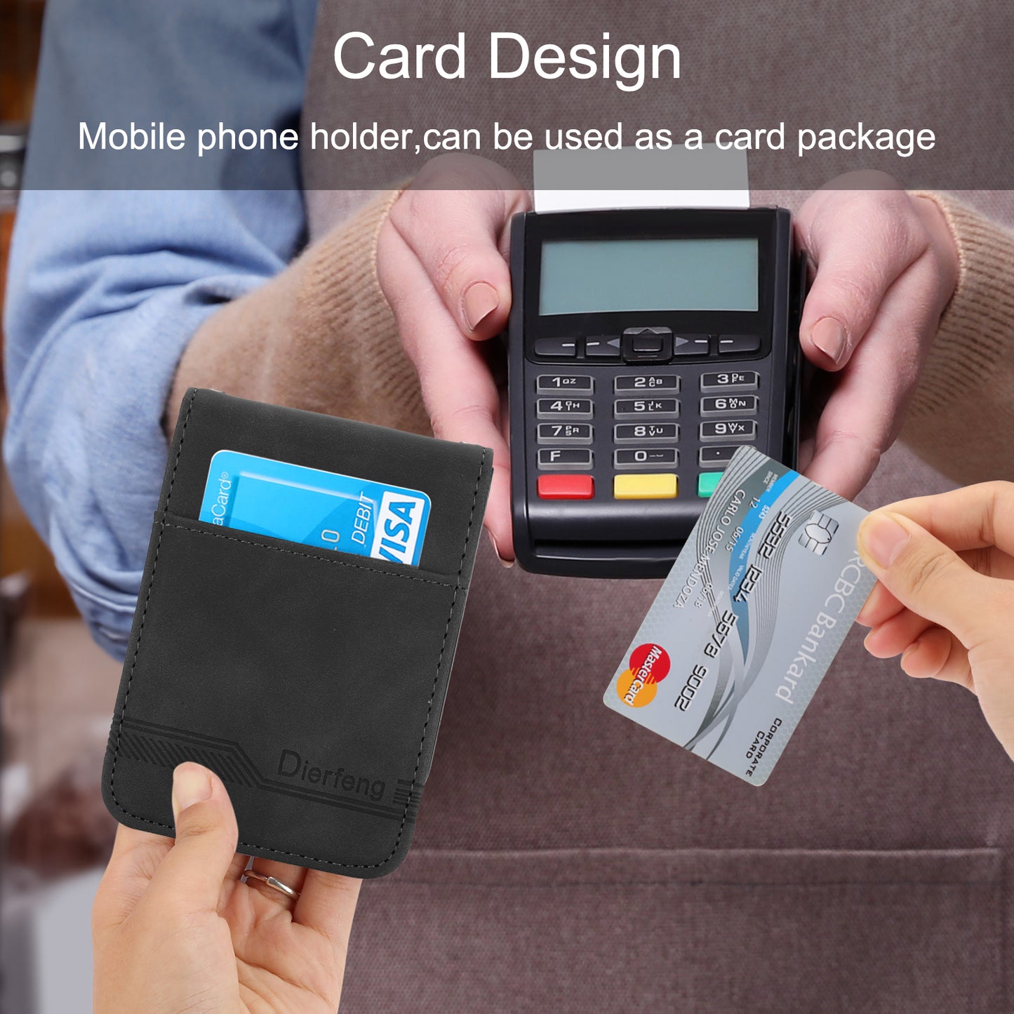 DIERFENG DF-03 For Samsung Galaxy Z Flip6 5G Card Slot Case Lines Imprinted Phone Cover - Black