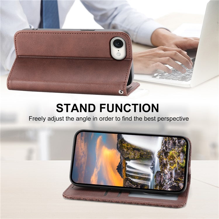 For iPhone 16e Wallet Case PU Leather Phone Cover Mobile Accessories Wholesale - Brown