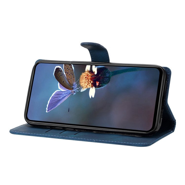 For Google Pixel 8a Case PU Leather Butterfly Flower Folio Card Slots Phone Cover - Blue