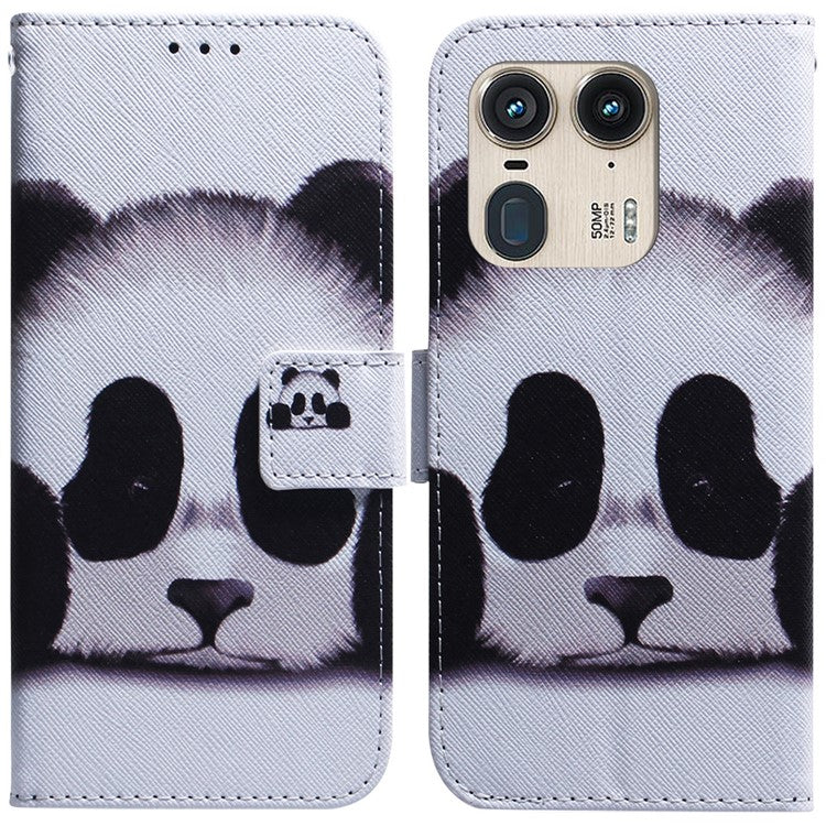 PU Leather Phone Case for Motorola Moto X50 Ultra 5G / Edge 50 Ultra Wallet Phone Stand Cover with Pattern Printing - Panda